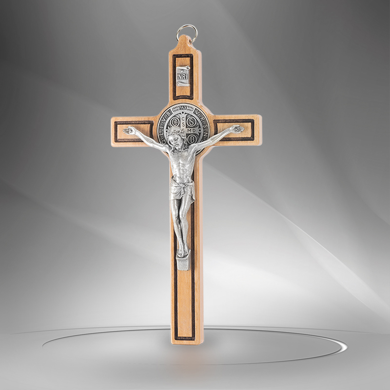 Croce Di San Benedetto in Legno D'Ulivo Cm.25 - Piccole Marie