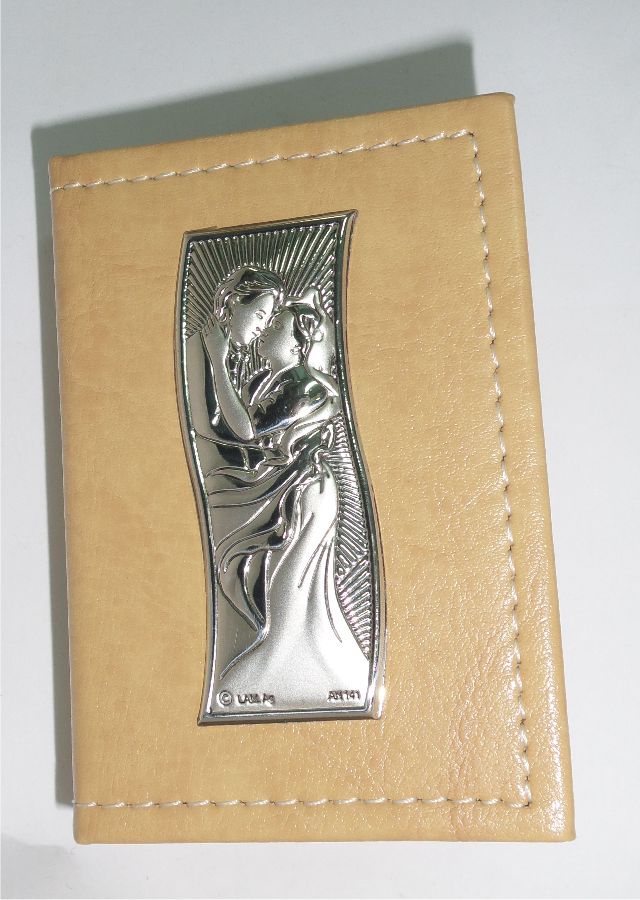 Vangelo Tascabile in pelle con Placca in Bilaminato di Argento Amanti  cm.6,5x9,5 - Piccole Marie